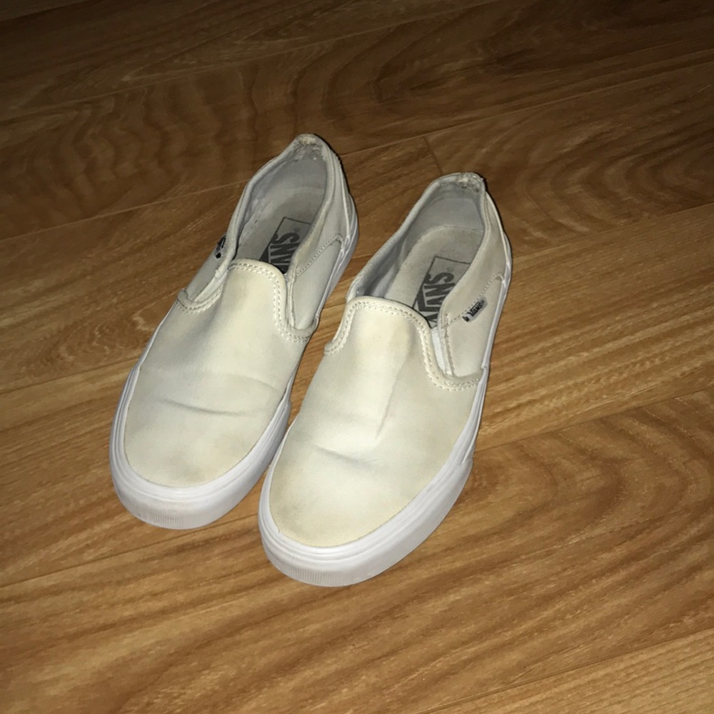 white slip on vans